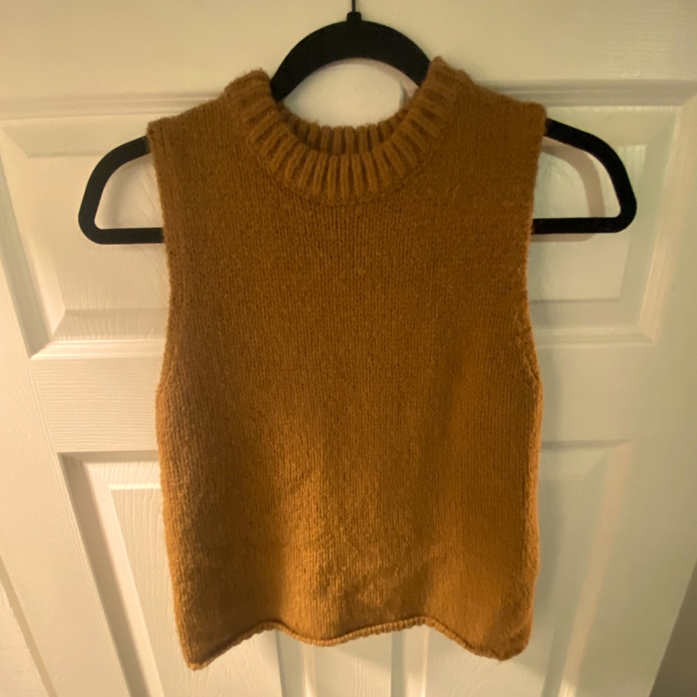 Zara Sleeveless Rust Knit Mockneck Size Small